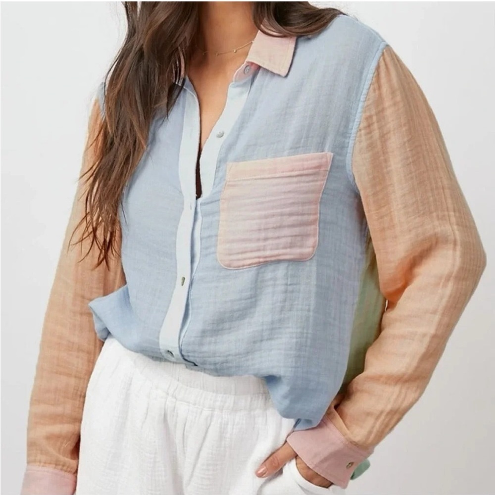 Rails Ellis Bermuda Color Block Button Front Shir… - image 1